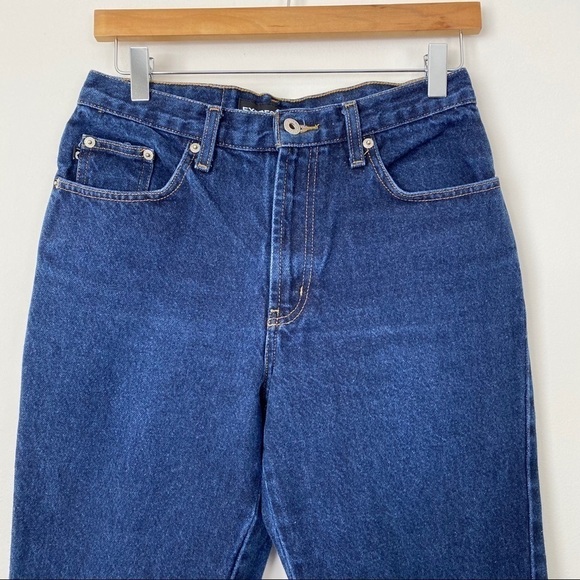 VINTAGE Y2K EXPRESS BLEUS High Waist Flare Leg Jeans Size 6 Retro Dark Wash - Picture 7 of 10